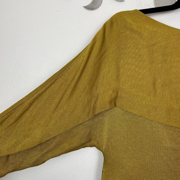 Palmer// Harding Woman's Sz 4/6 Golden‎ Yellow Slash Ruched Blouse Navy - Picture 11 of 12